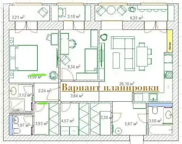 3-комнатная квартира: Самара, 3-я просека, 100 (88.5 м) - Фото 1