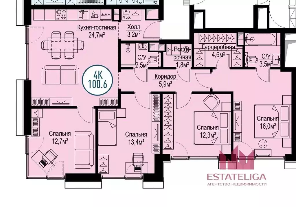 4-к кв. Москва Волгоградский просп., 32/5к3 (99.3 м) - Фото 2