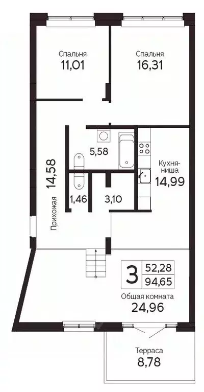 3-к кв. Томская область, Томск Комсомольский просп., 48Б (90.25 м) - Фото 0