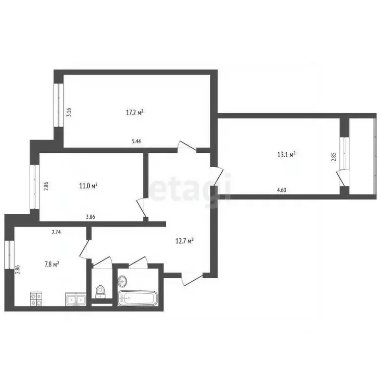 3-к кв. Ямало-Ненецкий АО, Новый Уренгой Мирный мкр, 1/2 (67.0 м) - Фото 1