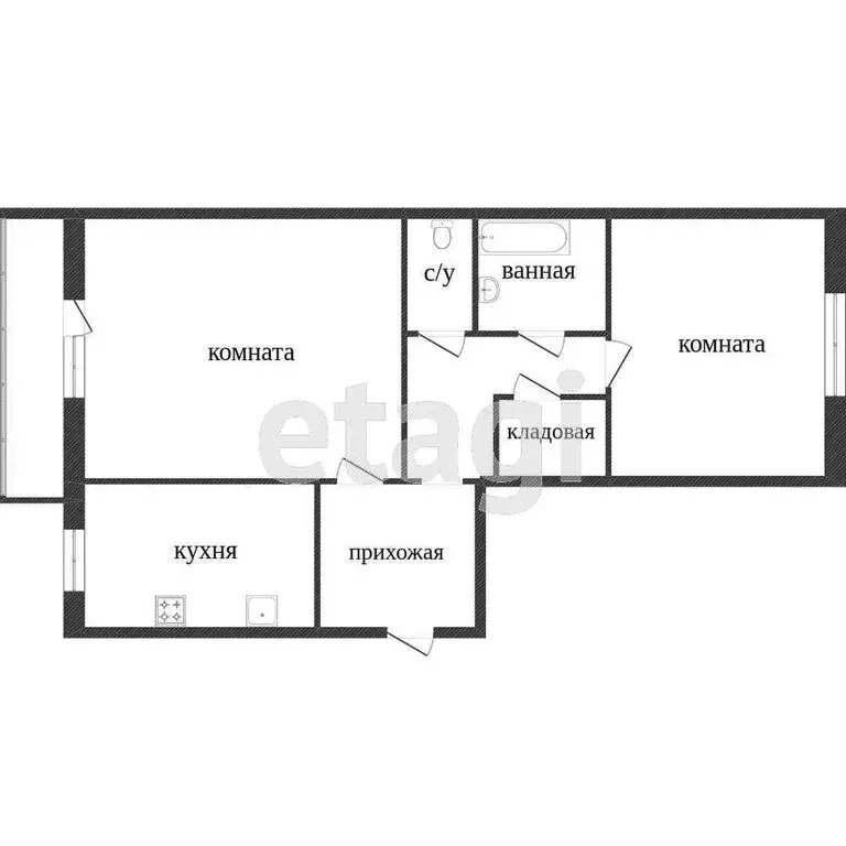 2-комнатная квартира: Ишим, улица Одоевского, 46 (50.4 м) - Фото 1