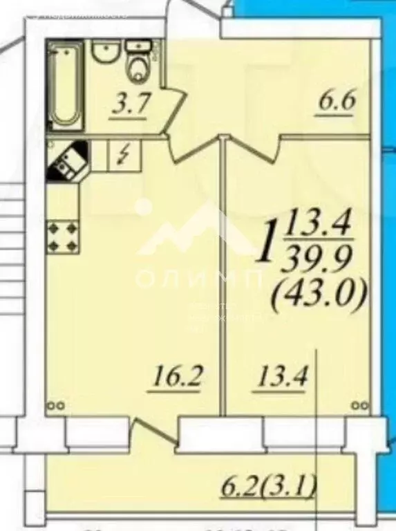 1-комнатная квартира: Вологда, Новгородская улица, 36 (43 м) - Фото 1