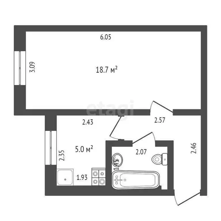 1-комнатная квартира: Выкса, улица Осипенко, 3 (32.7 м) - Фото 0