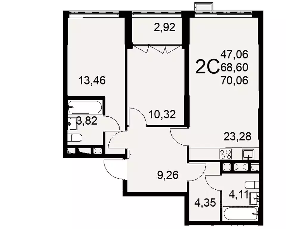 2-к кв. Тульская область, Тула ул. Федора Смирнова, 2 (70.06 м) - Фото 0