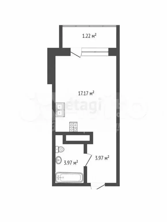 1-комнатная квартира: Тюмень, Одесская улица, 7к1 (25.1 м) - Фото 1