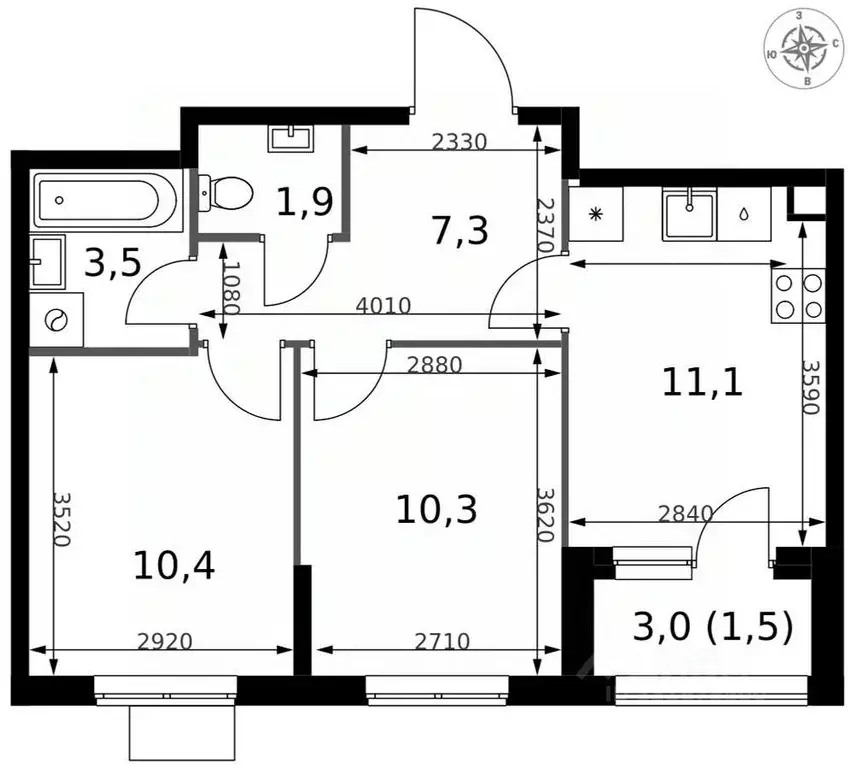 2-к кв. Москва Монтажная ул., 10 (46.0 м) - Фото 1
