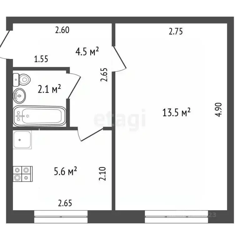 1-к кв. Архангельская область, Котлас Заполярная ул., 3/12 (25.7 м) - Фото 1
