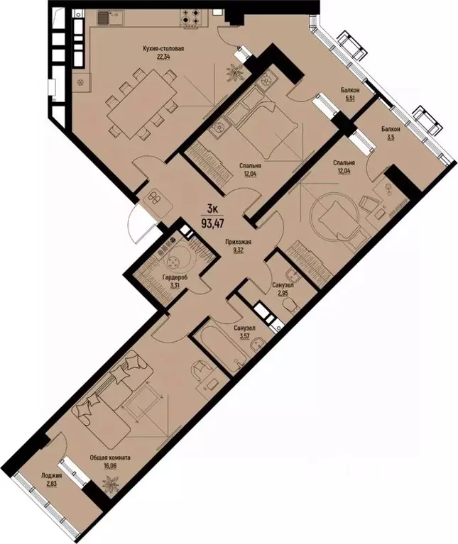 3-к кв. Ставропольский край, Пятигорск Скачки мкр,  (93.47 м) - Фото 1