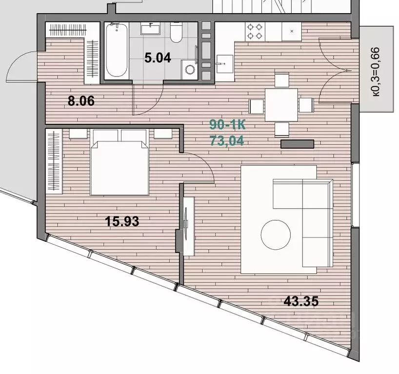 1-к кв. Калининградская область, Зеленоградск ул. Гагарина (73.04 м) - Фото 1