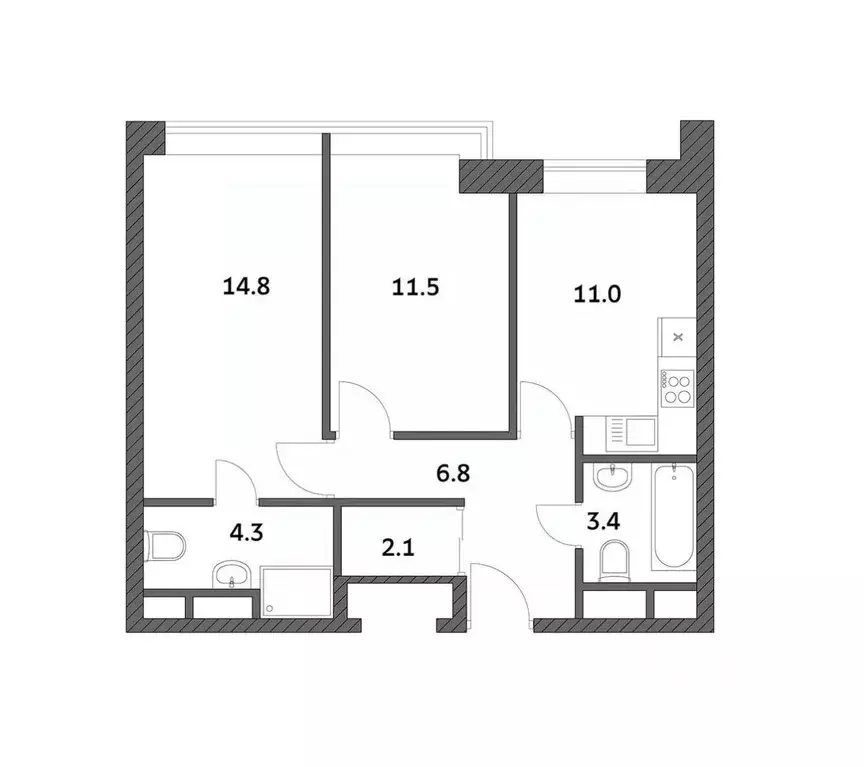 2-к кв. Москва Городские Истории жилой комплекс (53.76 м) - Фото 0