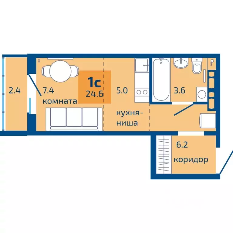 Студия Пермский край, Пермь ул. Старшего Лейтенанта Гачегова, 1 (24.6 ... - Фото 0