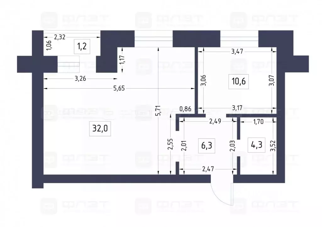 1-к кв. Татарстан, Казань ул. Космонавтов, 6А (54.0 м) - Фото 2
