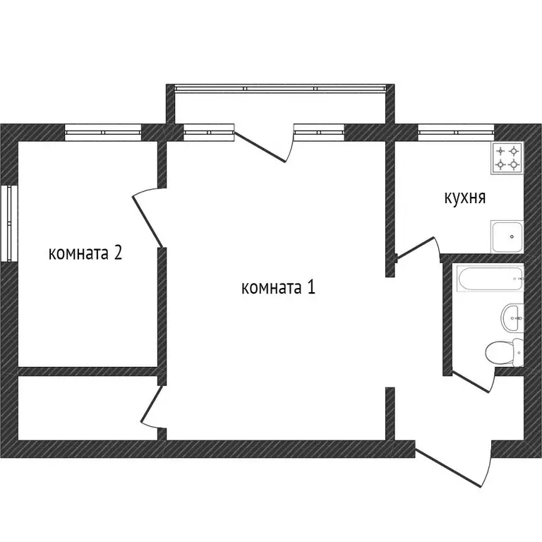 2-комнатная квартира: Златоуст, проспект имени Ю.А. Гагарина, 4-я ... - Фото 1