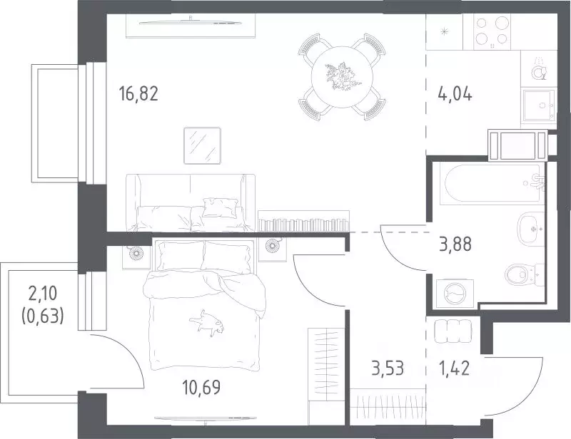 1-к кв. Московская область, Люберцы городской округ, Мирный пгт ... - Фото 1