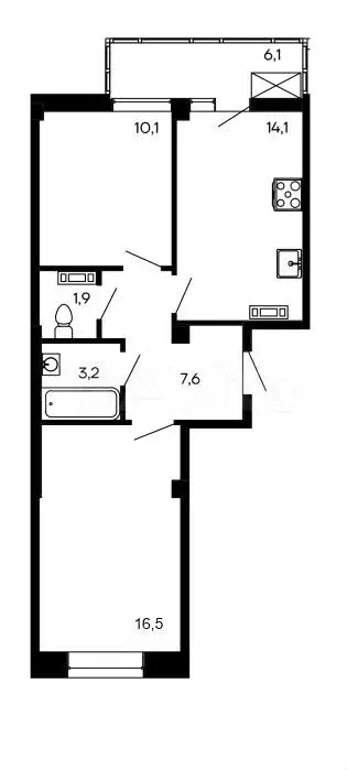 2-к. квартира, 59,5 м, 3/9 эт. - Фото 0