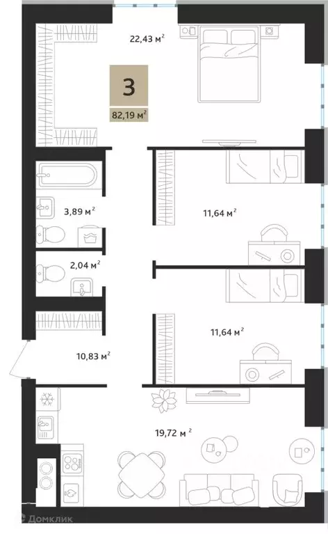 3-к кв. Рязанская область, Рязанский муниципальный округ, с. Дядьково, ... - Фото 2