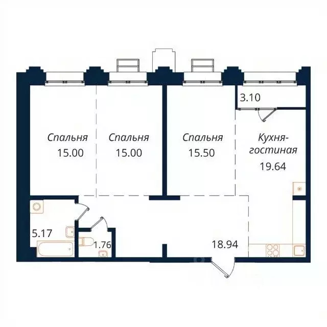 3-к кв. Иркутская область, Иркутск Байкальская ул., 246Б (93.6 м) - Фото 0