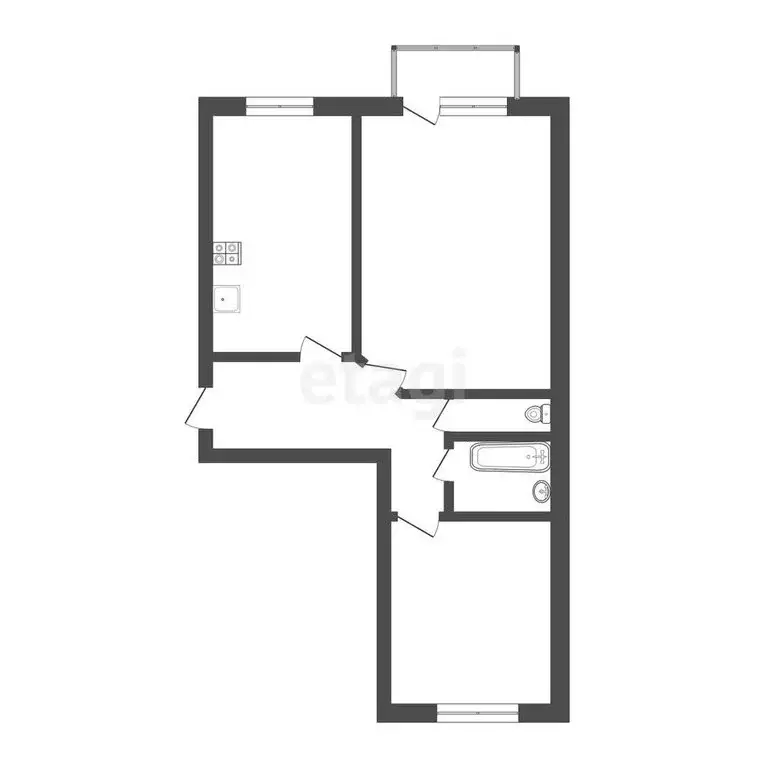 2-комнатная квартира: Новосибирск, Гусинобродское шоссе, 29 (42.6 м) - Фото 1