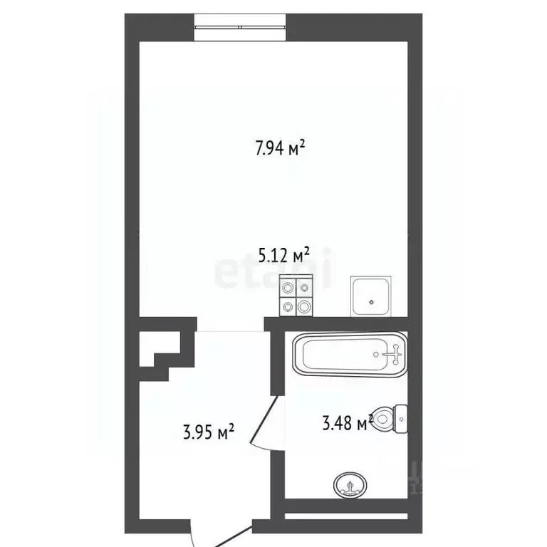 Студия Тюменская область, Тюмень ул. Первооткрывателей, 2 (17.4 м) - Фото 1