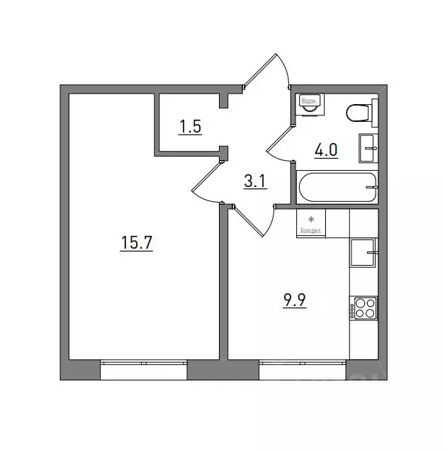 1-к кв. Кировская область, Киров бул. Прибрежный, 6 (34.2 м) - Фото 1