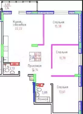 3-к. квартира, 86 м, 1/9 эт. - Фото 0