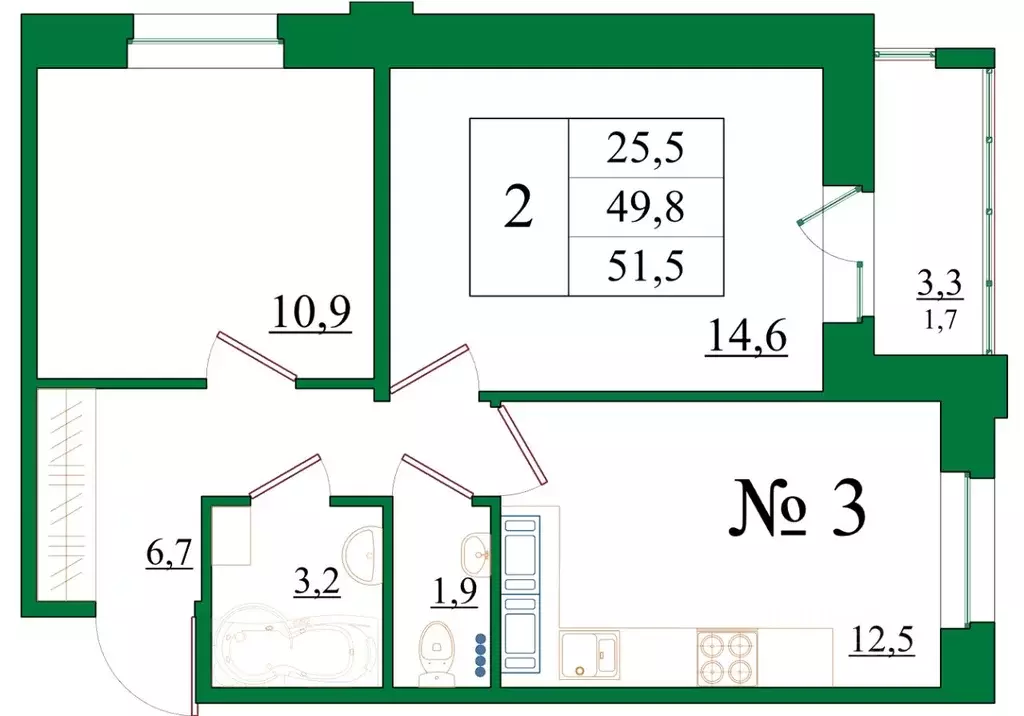 2-к кв. Ленинградская область, Гатчина Красносельское ш., 4Ак1 (51.5 ... - Фото 1