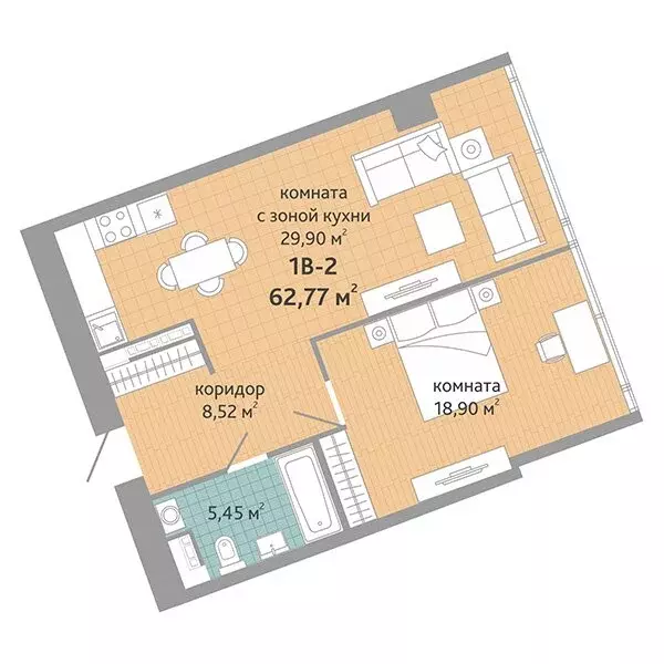 2-комнатная квартира: Екатеринбург, улица Маршала Жукова, 16 (62.77 м) - Фото 0