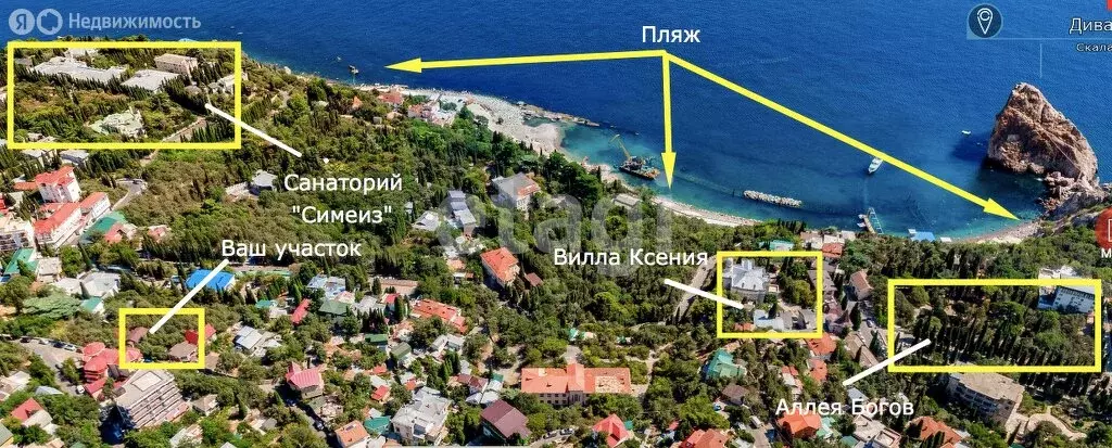 Участок в посёлок городского типа Симеиз, Красномаякская улица (6 м) - Фото 1