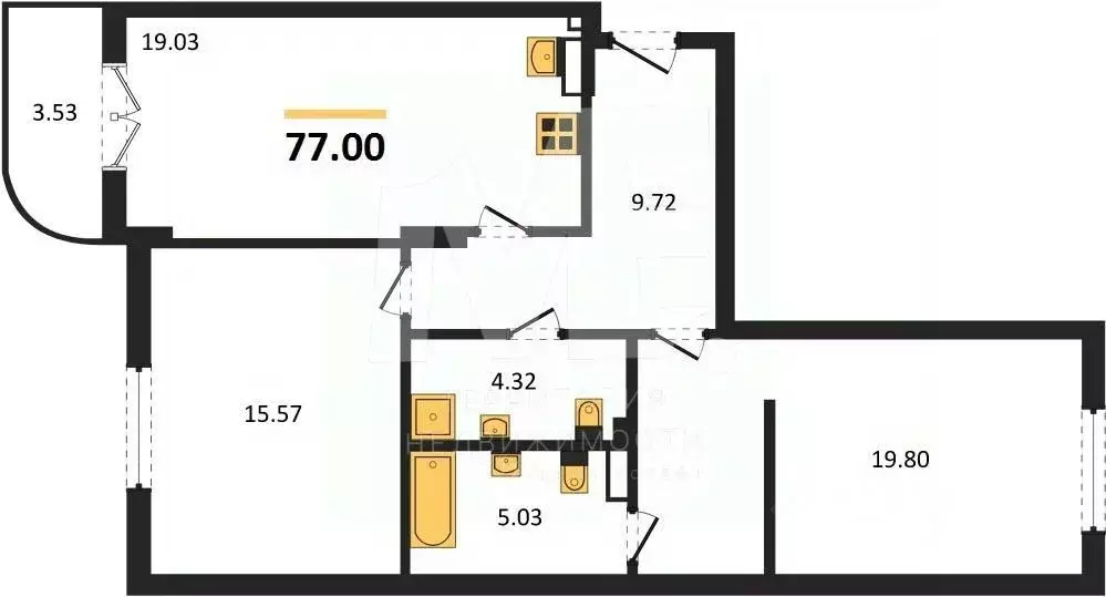 2-к кв. Калининградская область, Светлогорск ул. Нахимова (77.0 м) - Фото 0