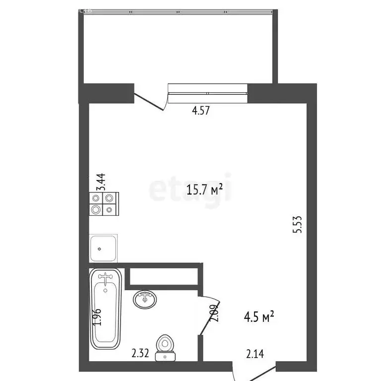 Квартира-студия: Тюмень, улица Разведчика Кузнецова, 16 (23.1 м) - Фото 1