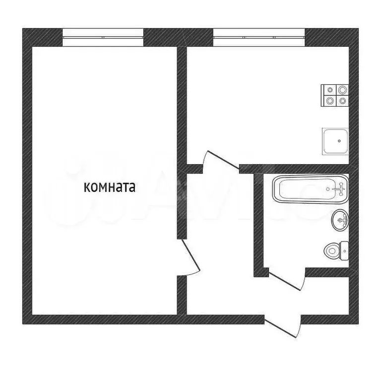 1-к. квартира, 31,7 м, 1/4 эт. - Фото 0