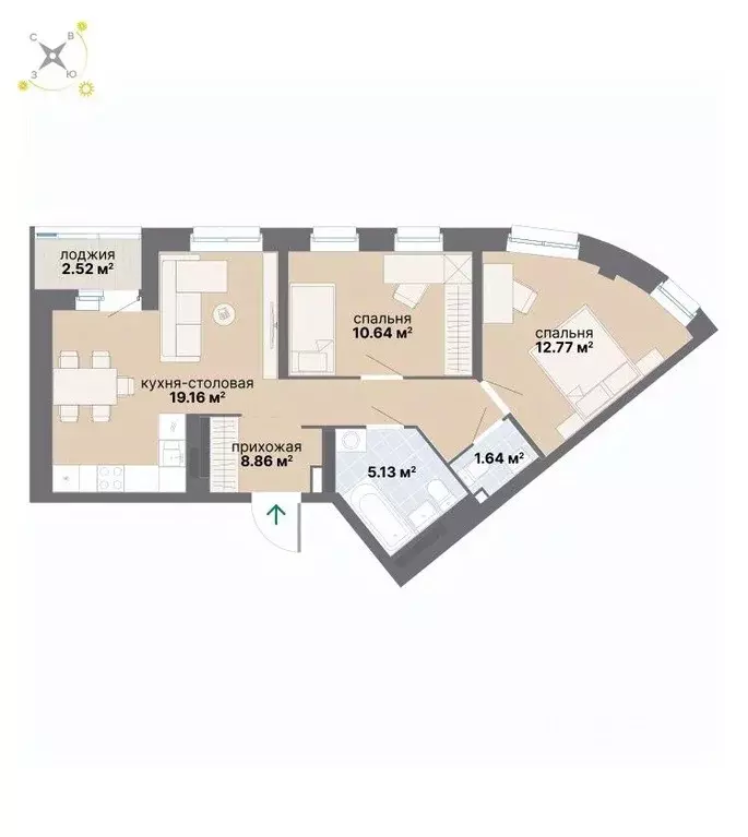 2-к кв. Свердловская область, Екатеринбург ул. Вилонова (60.72 м) - Фото 1