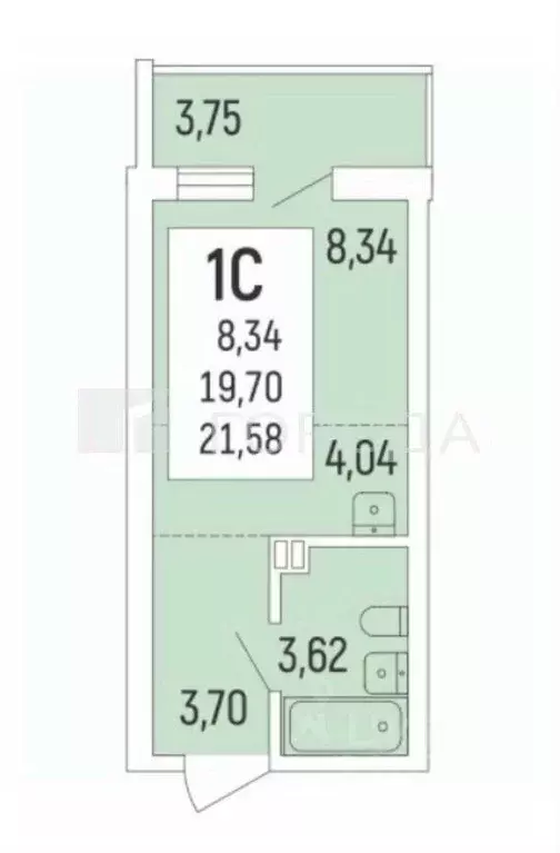 Студия Новосибирская область, Новосибирск ул. Ватутина, 93/2 (22.0 м) - Фото 1