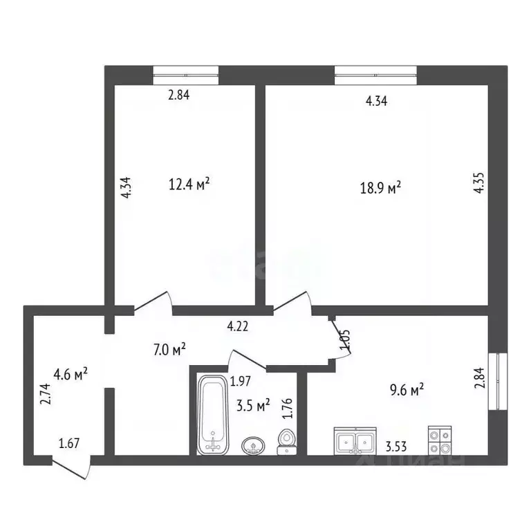 2-к кв. Кемеровская область, Кемерово ул. Нахимова, 256 (58.0 м) - Фото 2