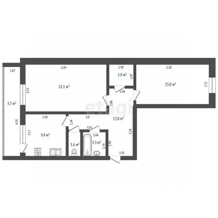 2-к кв. Забайкальский край, Чита Октябрьский мкр, 2 (67.1 м) - Фото 1