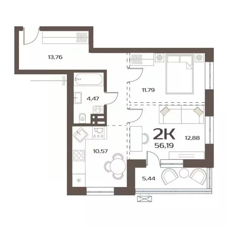 2-к кв. Приморский край, Владивосток ул. Слуцкого, 5А (56.19 м) - Фото 1