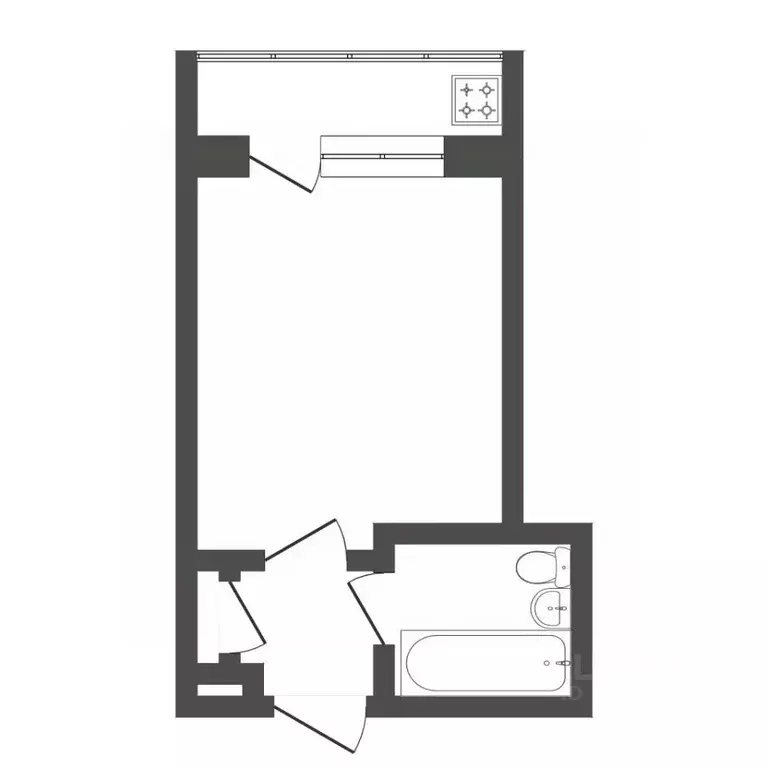 Студия Тюменская область, Тюмень ул. Бабарынка, 20а (14.8 м) - Фото 1