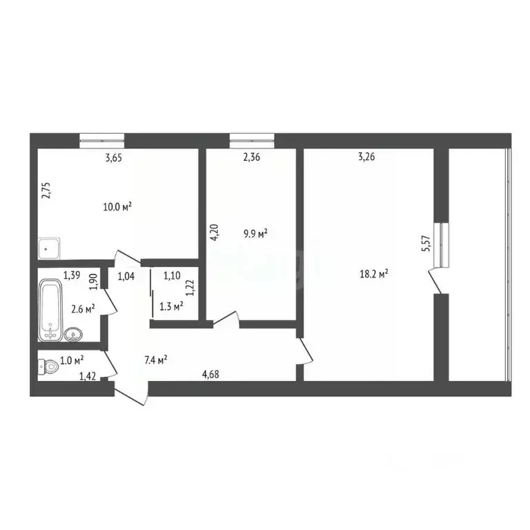 2-к кв. Амурская область, с. Тамбовка ул. Трудовая, 12 (50.4 м) - Фото 1