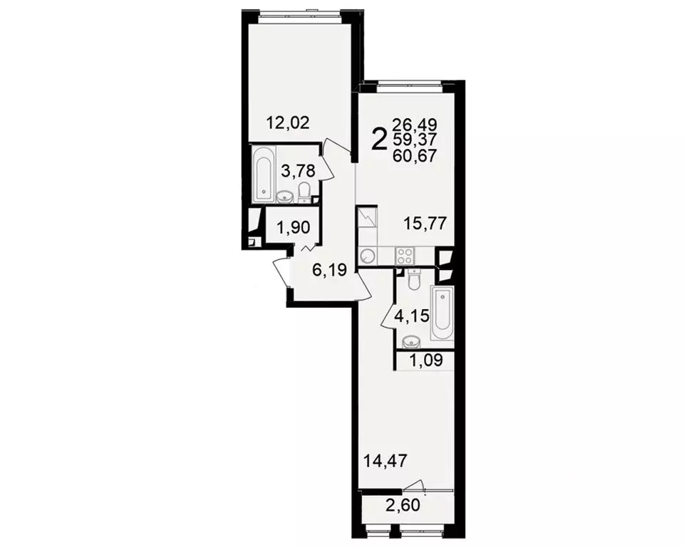 2-к кв. Рязанская область, Рязань ул. Чкалова (59.37 м) - Фото 1