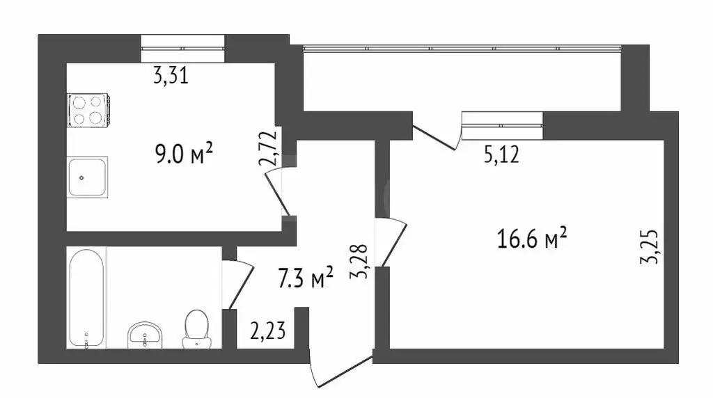 1-комнатная квартира: Тюмень, Профсоюзная улица, 11 (38.2 м) - Фото 1
