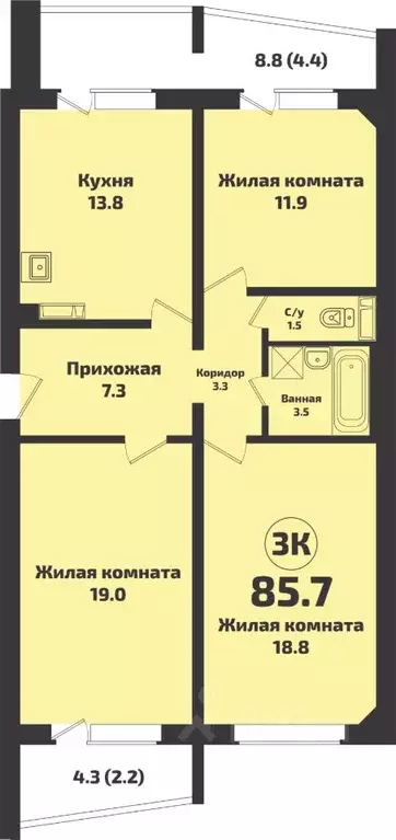 3-к кв. Новосибирская область, Новосибирский район, Станционный ... - Фото 0