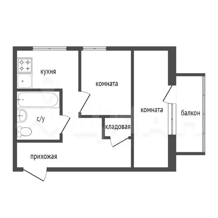 2-к кв. Омская область, Омск просп. Мира, 2Б (45.2 м) - Фото 1