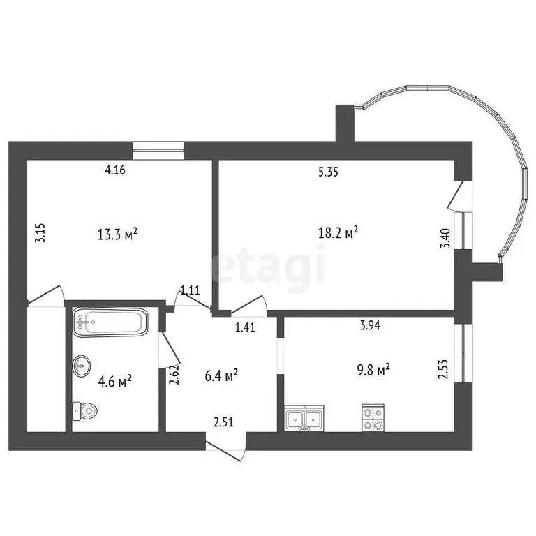 2-комнатная квартира: Ижевск, улица Кирова, 104 (55 м) - Фото 0