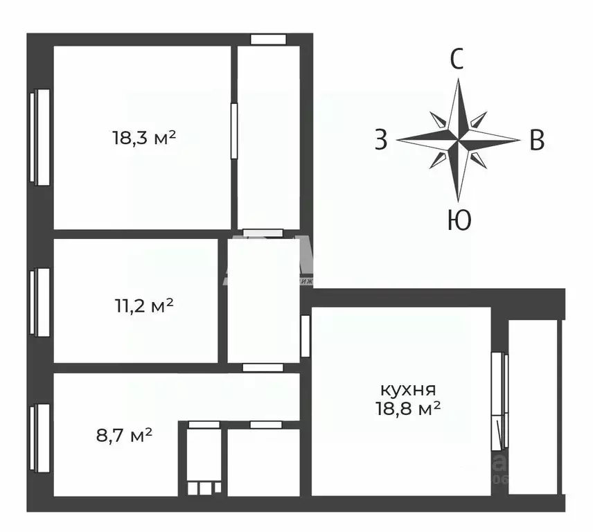3-к кв. Челябинская область, Челябинск ул. Ворошилова, 6Б (75.3 м) - Фото 2