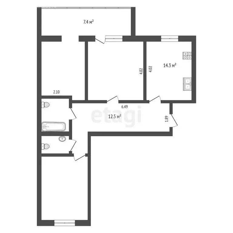 3-комнатная квартира: Тюмень, Солнечный проезд, 7 (83.7 м) - Фото 1