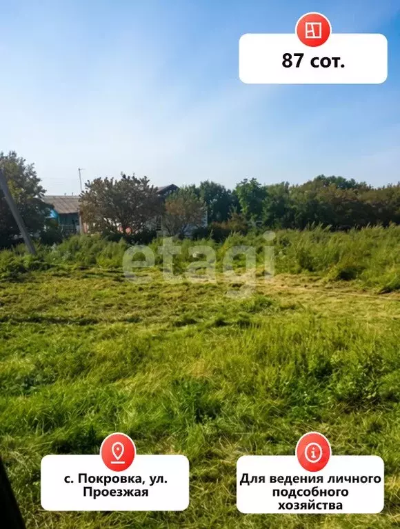 Участок в Хабаровский край, Бикинский муниципальный округ, с. Покровка ... - Фото 1