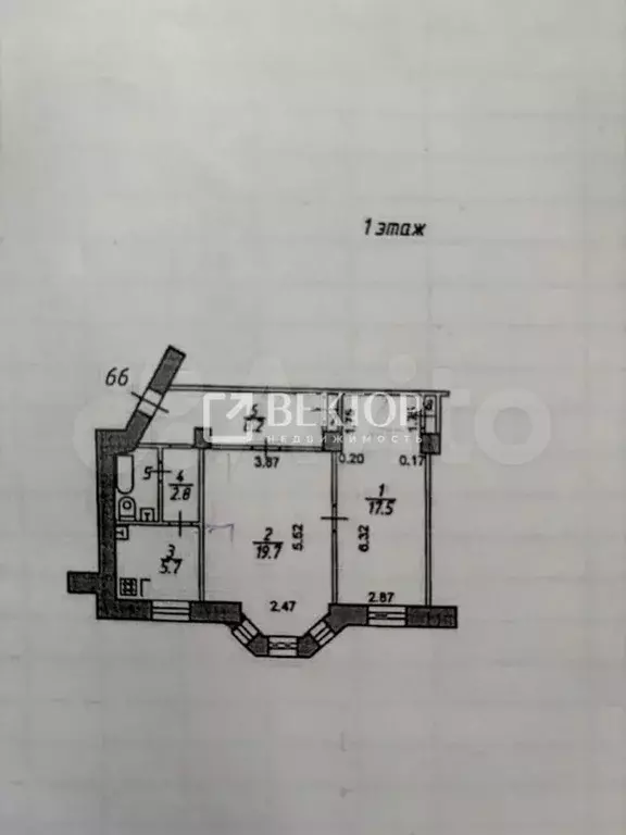 2-к. квартира, 57,2 м, 1/5 эт. - Фото 0