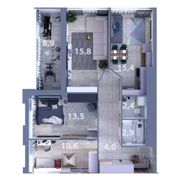 3-к кв. Татарстан, Набережные Челны ул. Раскольникова, 22 (78.8 м) - Фото 1