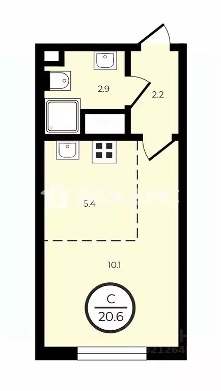 Студия Санкт-Петербург ул. Пейзажная, 30 (20.6 м) - Фото 2