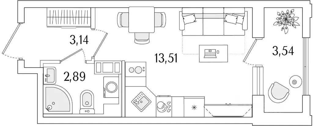 Студия Санкт-Петербург Гранат жилой комплекс (21.31 м) - Фото 1